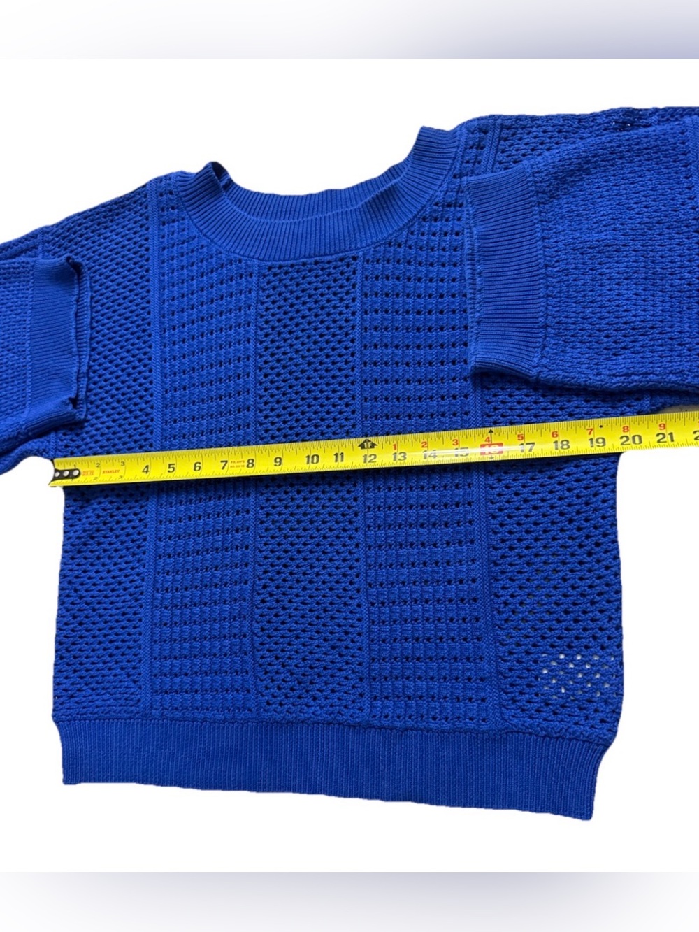 Anthropologie MOTH Blue Open Knit Pullover Sweater M - Picture 5 of 9
